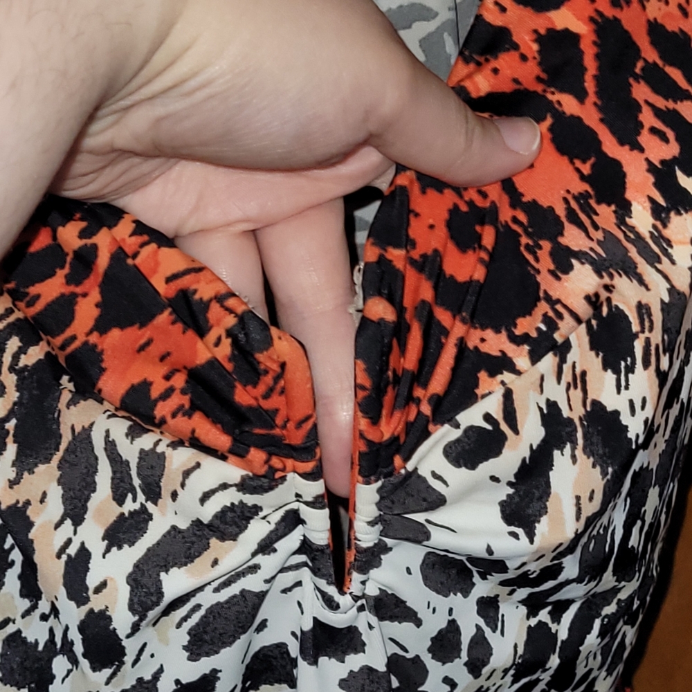 Cacique Leopard Print Swim Tank Top - Pink and Orange - Picture 3 of 7